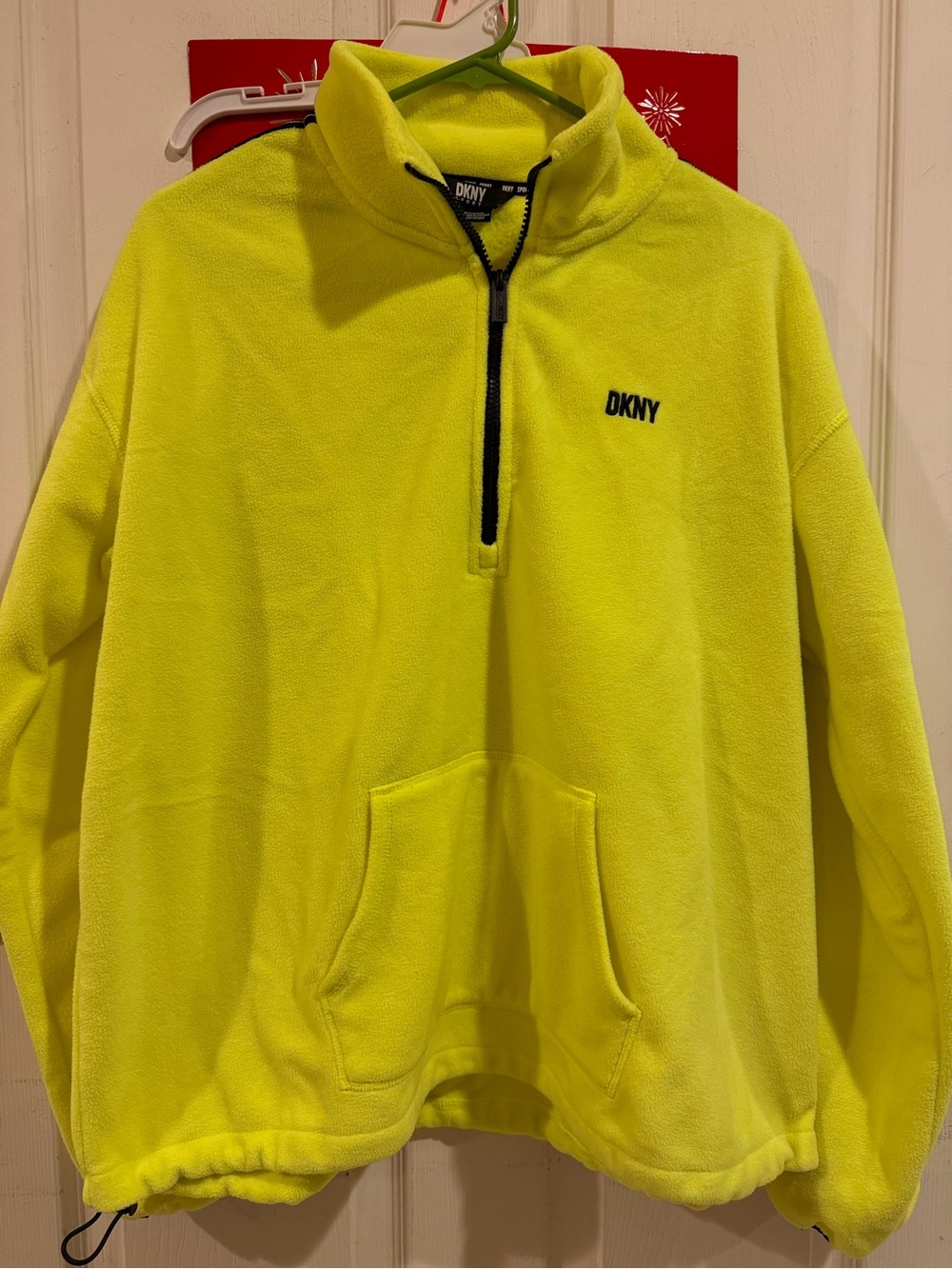 DKNY Women’s Neon Yellow Fleece Half-Zip Pullover
